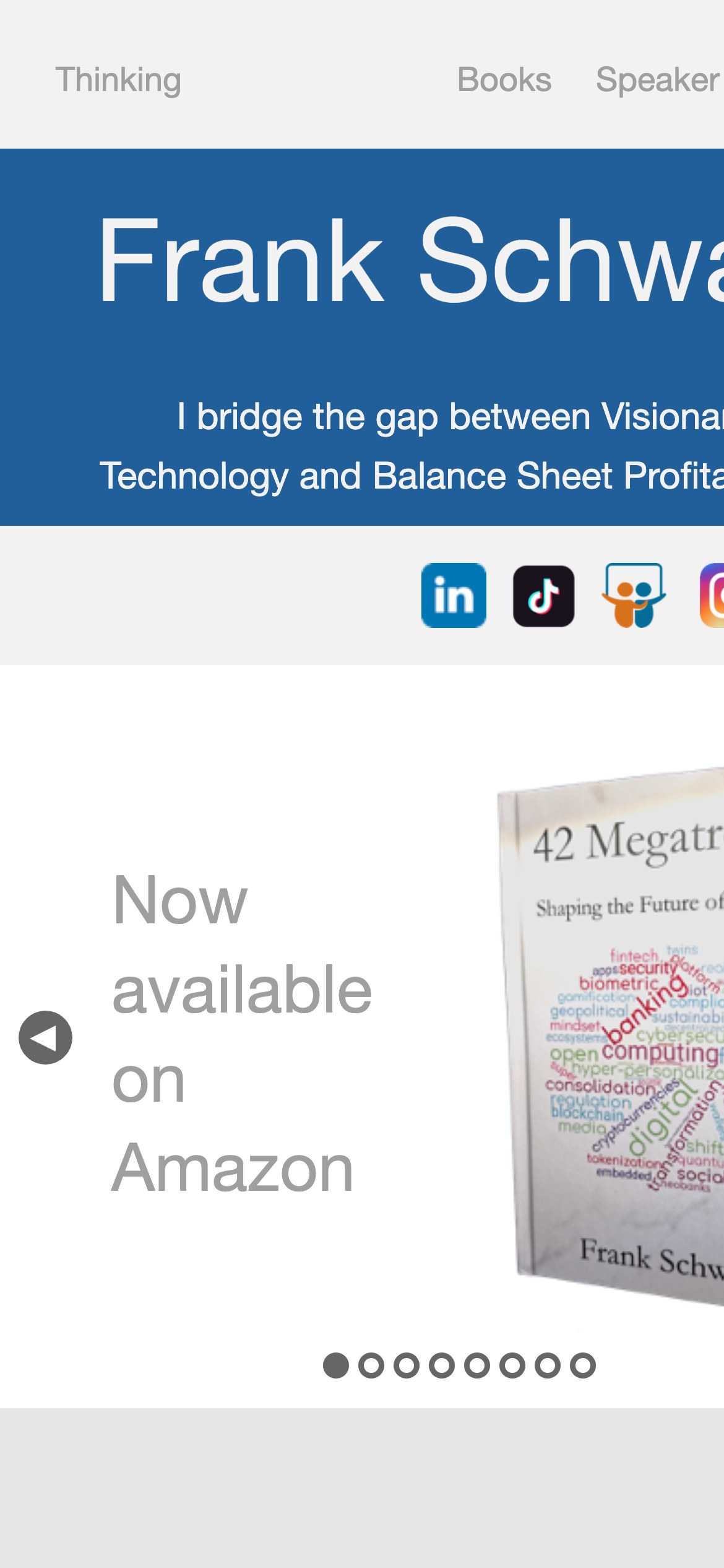 The old homepage on a phone: the name and slogan run off the right edge.